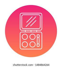 Eye shadow palette icon round background. Cosmetics vector illustration.