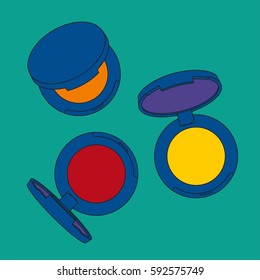 Eye shadow singles. Pop art image. Illustrated beauty dictionary.