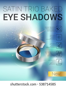 Eye shadows ads. Vector Illustration with set color palette with eye shadows.