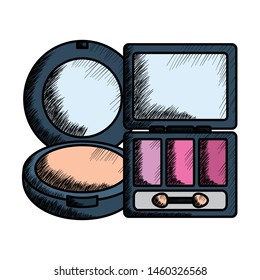 eye shadows with blush and mirror make up drawing