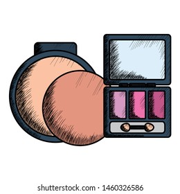eye shadows with blush and mirror make up drawing