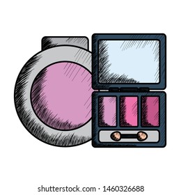 eye shadows with blush and mirror make up drawing