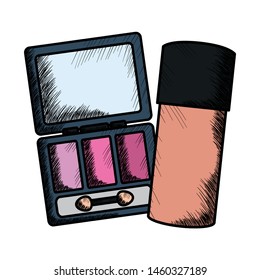 eye shadows with blush and mirror make up drawing