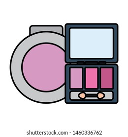 eye shadows with blush and mirror make up drawing