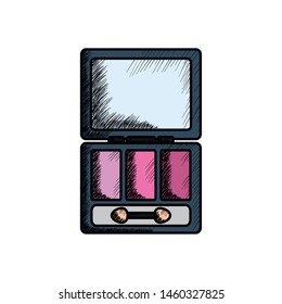 eye shadows with brush and mirror make up drawing