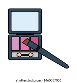 eye shadows with brush and mirror make up drawing