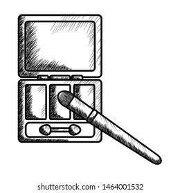 eye shadows with brush and mirror make up drawing