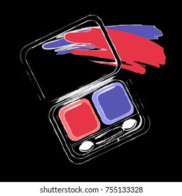 Eye shadows isolated on black background. Design element for make up and beauty presentations.