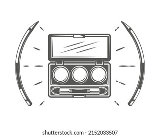 Eye shadows and pencil isolated on white background. Cosmetic concept. Vector illustration
