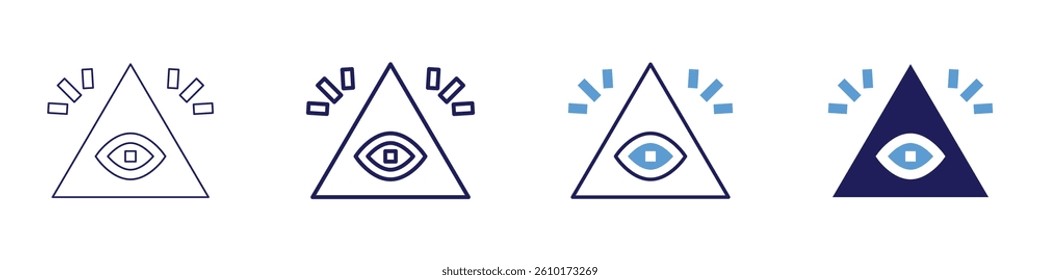 Eye shape aging icon in 4 different styles. Thin Line, Line, Bold Line, Duotone. Duotone style. Editable stroke.