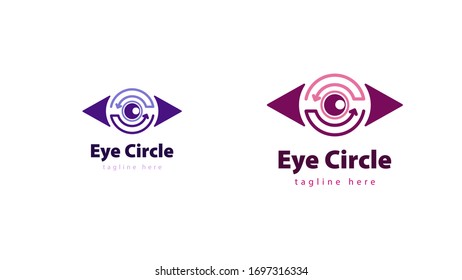 Eye shape logo design combined with a circle. vector
