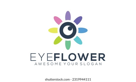 Eye Shaped Flower logo abstract vector design template