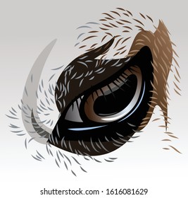 Eye of a sheep or goat close-up, macro, vector graphics