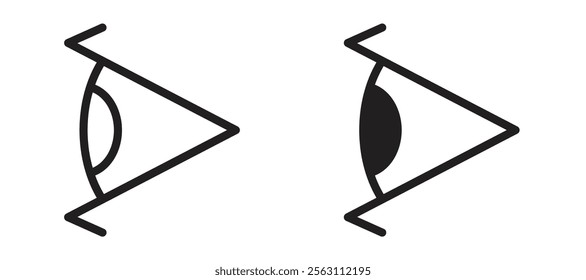 Eye side icons in black line and filled versions