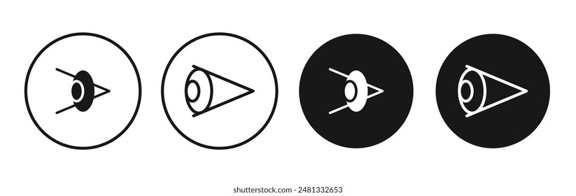 Eye side vector icon set black filled and outlined style.