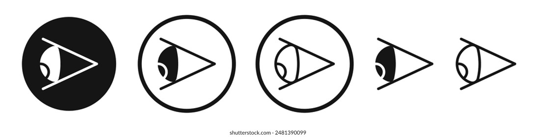 Eye side vector icon set in black and white color.