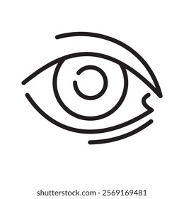 Eye sight icon. Isolated line illustration of human eye with lens, vision, ophthalmology and visual health. Perfect for medical, healthcare, educational, web applications design.