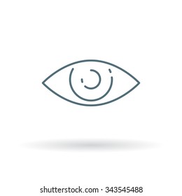 Eye sight icon. Vision sign. Eye shape symbol. Thin line icon on white background. Vector illustration.