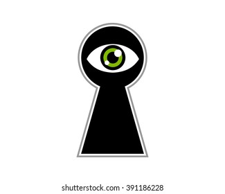 eye sight see look keyhole locked black image vector