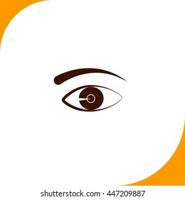 Eye sign. Brown icon on white background