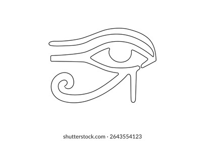 Eye sign in continuous line drawing style. Line art of human eye sign. Vector illustration. Abstract background,  Hand drawn human eye with wave lines, Single continuous one line art female watch.