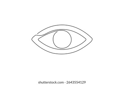 Eye sign in continuous line drawing style. Line art of human eye sign. Vector illustration. Abstract background,  Hand drawn human eye with wave lines, Single continuous one line art female watch.