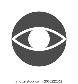 Eye sign, gray round icon for design on white background, vector illustration