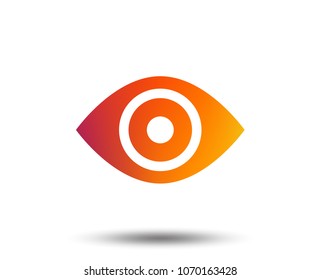 Eye sign icon. Publish content button. Visibility. Blurred gradient design element. Vivid graphic flat icon. Vector
