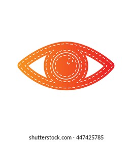 Eye sign illustration. Orange applique isolated.