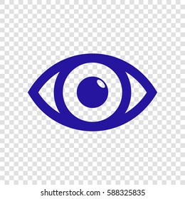 Eye sign illustration. Vector. Blue icon on transparent background.