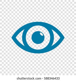 Eye sign illustration. Vector. Cerulean icon on transparent background.