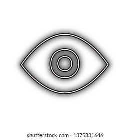 Eye sign illustration. Vector. Double contour black icon with soft shadow at white background. Isolated.