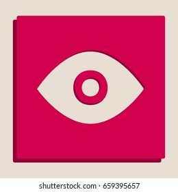 Eye sign illustration. Vector. Grayscale version of Popart-style icon.
