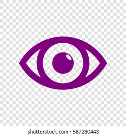 Eye sign illustration. Vector. Purple icon on transparent background.
