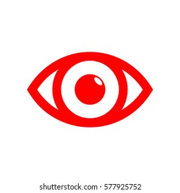 Eye sign illustration. Vector. Red icon on white background. Isolated.