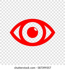 Eye sign illustration. Vector. Red icon on transparent background.