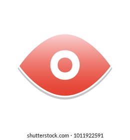 Eye sign illustration. Vector. Reddish icon with white and gray shadow on white background. Isolated.