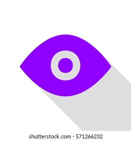 Eye sign illustration. Violet icon with flat style shadow path.