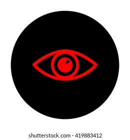 Eye sign. Red vector icon