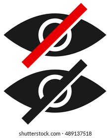 Eye sign, symbol with strikethrough line - Don't look, harmful to vision, no preview - no image concepts