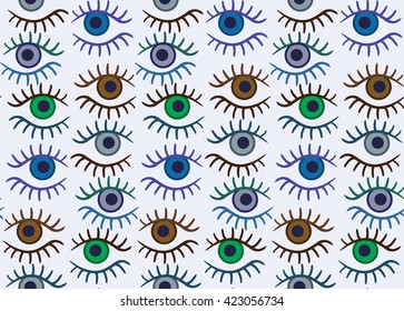 Eye silhouette seamless pattern. Stylish trend design for surface