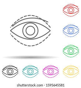 eye silicone surgery beauty multi color style icon. Simple thin line, outline vector of anti agies icons for ui and ux, website or mobile application