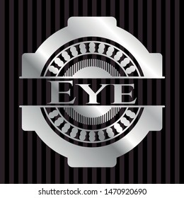 Eye silver emblem or badge. Vector Illustration. Mosaic.