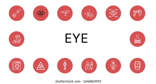 Einfache Symbole im Auge. Enthält Symbole wie Pipette, Sichtbarkeit, Teleskop, Brust-Implantat, Vision, Otoskop, Sicherheit, Freemasonry, Dropper, können für Web, Mobile und Logo verwendet werden