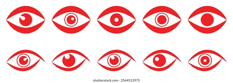 Eye simple icons set designed in filled, outline, line and stroke style. Eye icon.