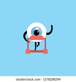 Eye simulator, running eye, flat vector style