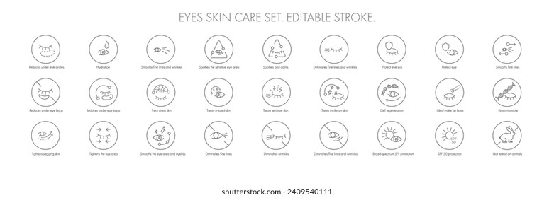 Hornhaut-Bereich-Icon-Set für Pflaster, Creme, Maske Kosmetik und Schönheitsprodukt, Augenklinik, Web, Verpackung. Vektorgrafik einzeln auf weißem Hintergrund. Bearbeitbarer Hub.EPS10