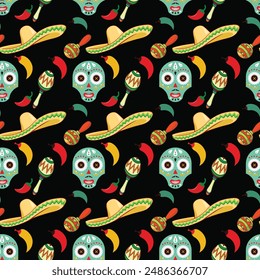 Eye Skulls Seamless Vector Pattern Design