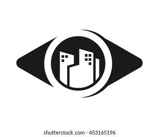 eye skyscraper skyline cityscape image vector icon