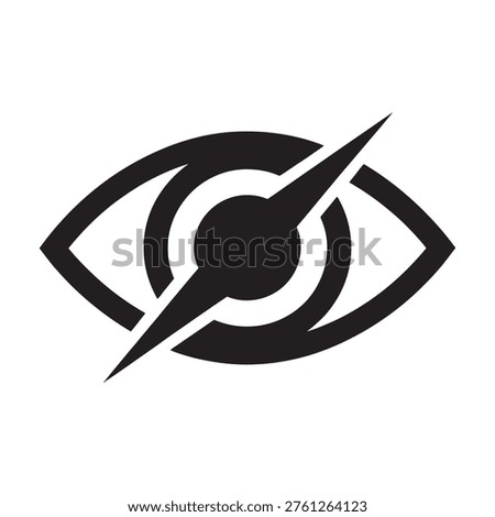 Eye with a slash across it, signifying no view, hidden, invisible, blocked, private, incognito, or forbidden access.